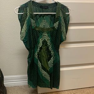 Calvin Klein 100% cotton top. Green with square neckline.